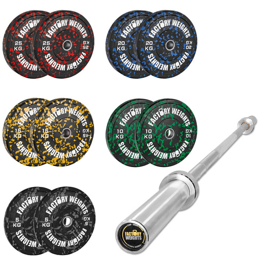 150kg Fleck Bumper Plate Set | Olympic Weight Plates | JH Fitness