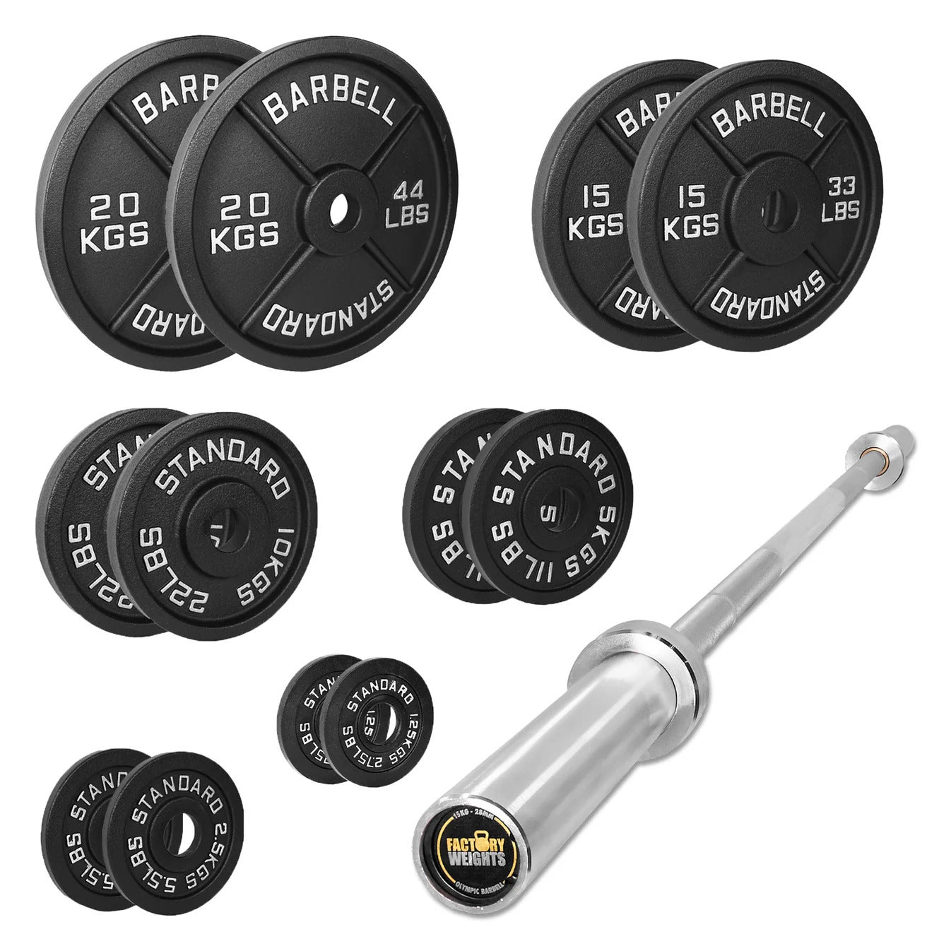 107.5kg Cast Iron Plate Set  Olympic Weight Plates  JH Fitness