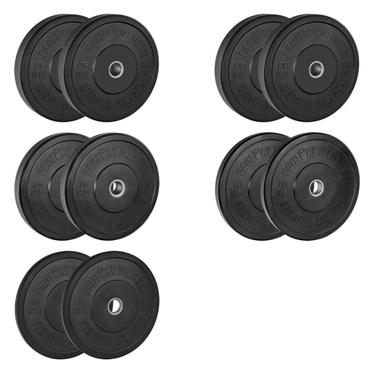 150kg Black Bumper Plate Set  Olympic Weight Plates  JH Fitness