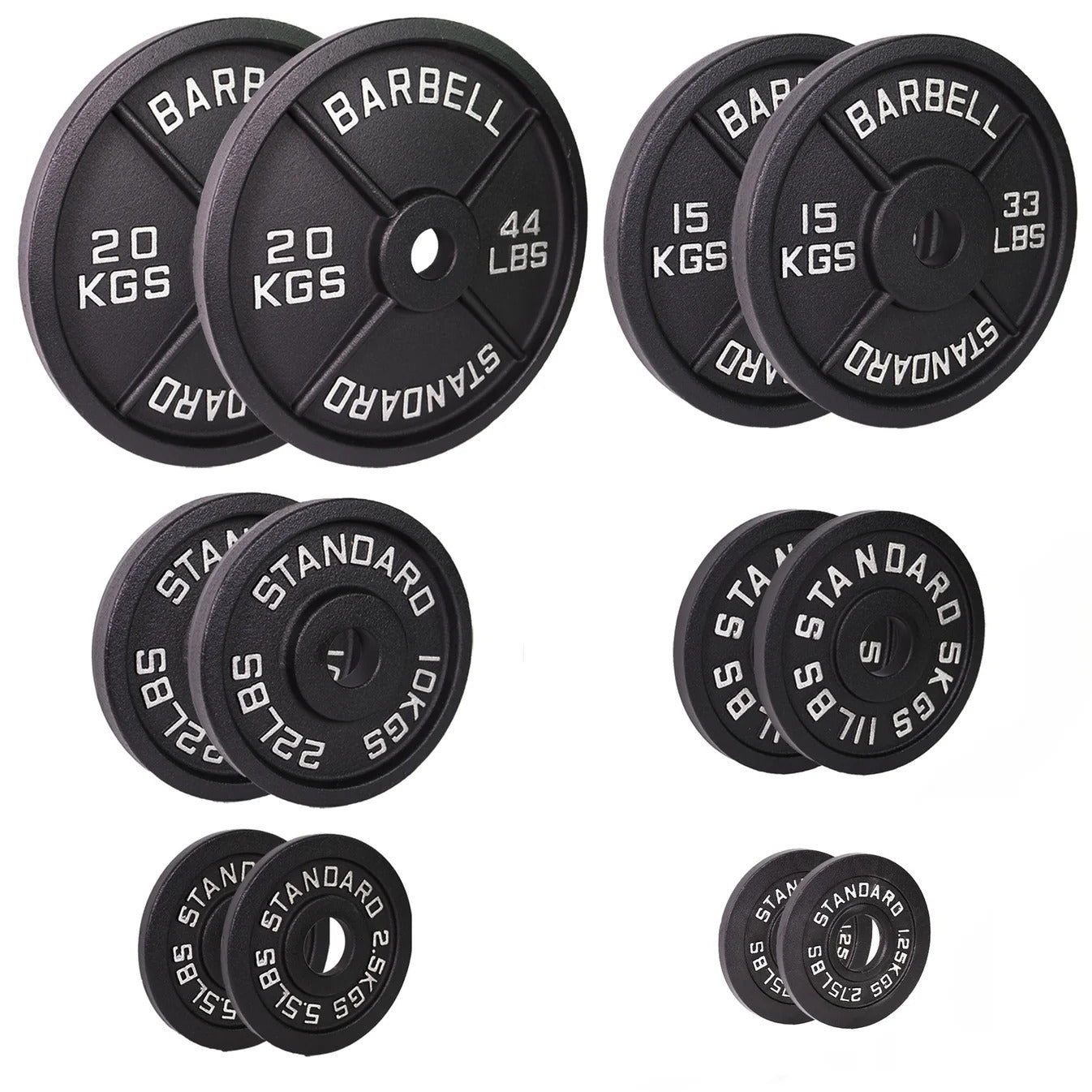 107.5kg Cast Iron Plate Set  Olympic Weight Plates  JH Fitness